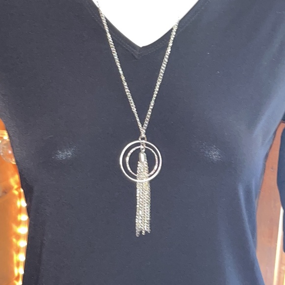 Long silver necklace tassel rings Very Pretty - Picture 4 of 4